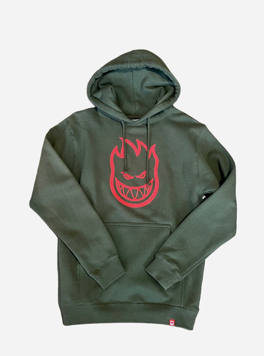 Spitfire Bighead Hoodie-Army green/Red